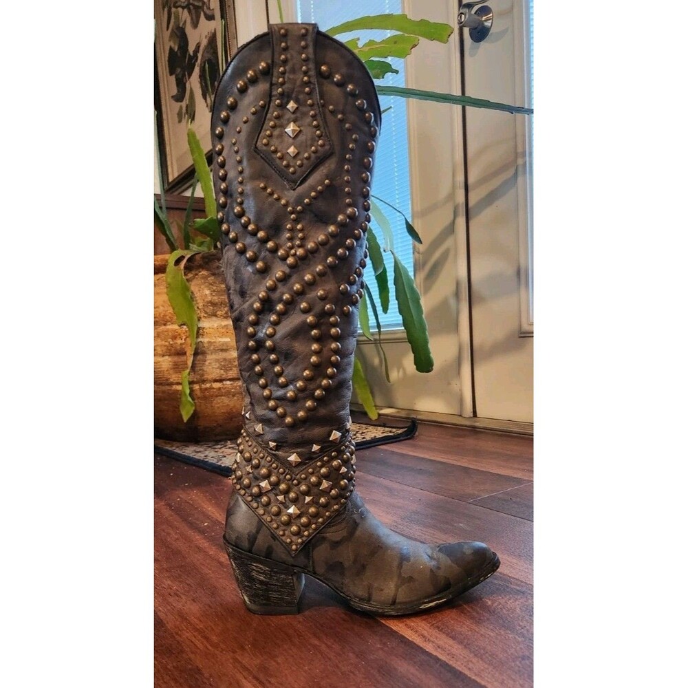 Old Gringo Belinda Boots Knee High Black With Studded Detail Sz 5.5 Worn Twice!!